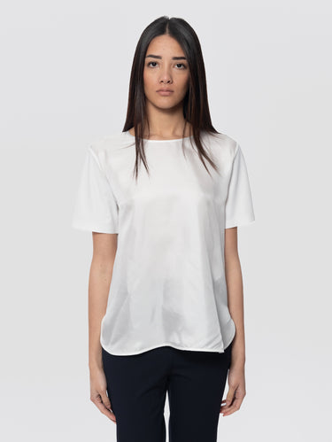 MAX MARA MM-Blusa Girocollo in Seta Bianco-TRYME Shop