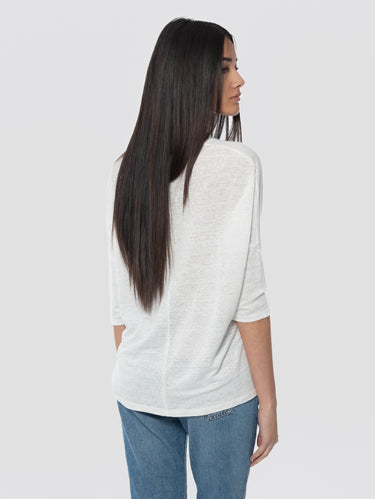 Poncho-stijl T-shirt in linnen Emilie wit