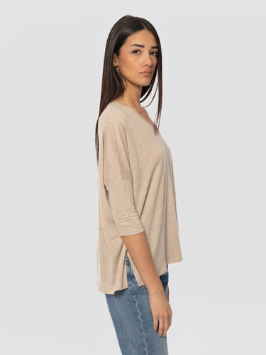 Poncho-stijl T-shirt in linnen Emilie naturel