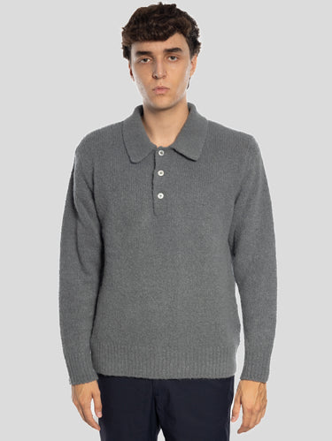 NORSE PROJECTS-Polo in Maglia con Due Bottoni Grigio-TRYME Shop