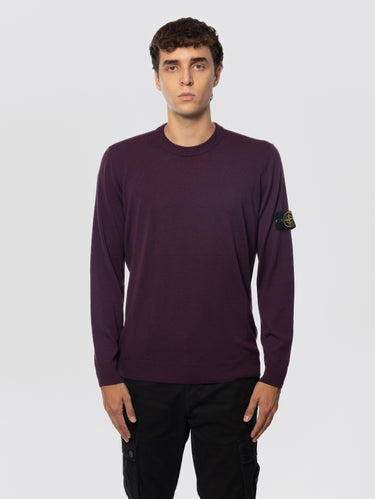 STONE ISLAND-Maglione Girocollo in Lana Finezza 14 Amaranto-TRYME Shop