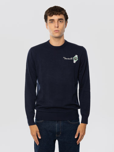 MC2 SAINT BARTH-Maglione Girocollo con Ricamo Starducks Blu-TRYME Shop