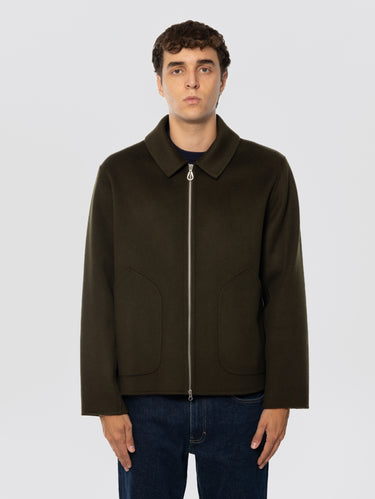 PALTò-Giaccone in Doppio di Lana Chiuso da Zip Verde Muschio-TRYME Shop