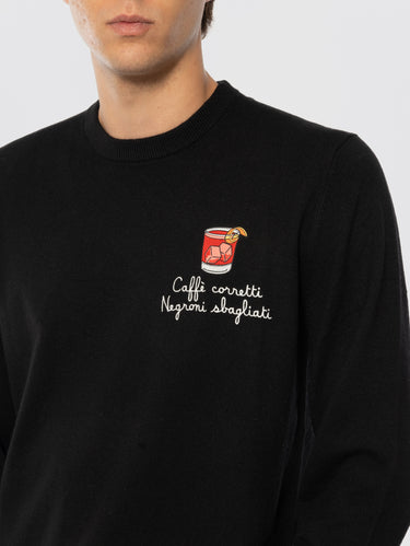 Pull avec broderie Cafés Corrects Negroni Erronés noir