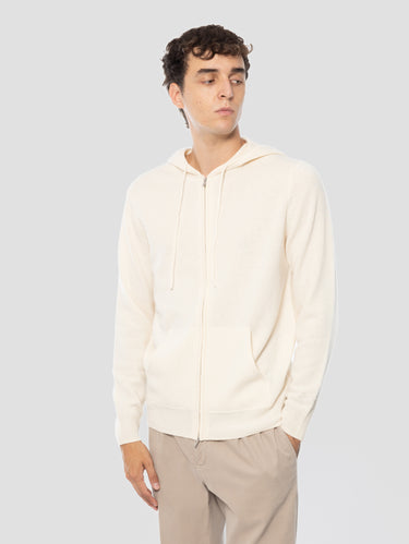 Wollen Hoodie met Rits Wit