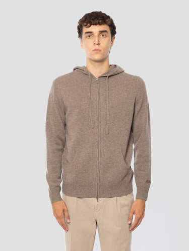 MC2 SAINT BARTH-Felpa con Cappuccio e Zip in Lana Noce-TRYME Shop