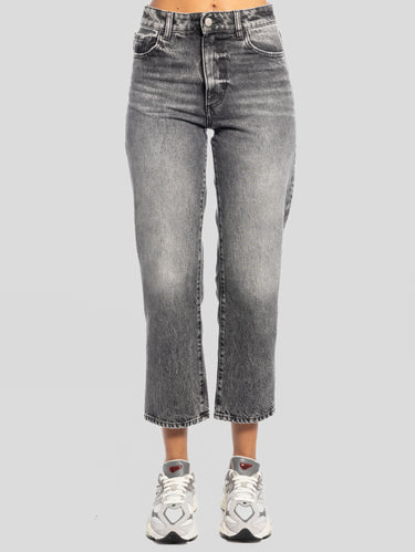 ICON DENIM-Jeans Jill con Gamba Cropped Marmorizzato Nero-TRYME Shop