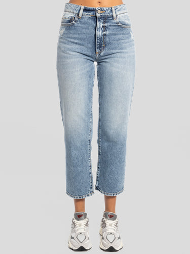 ICON DENIM-Jeans Jill Vita Alta e Gamba Cropped Blu-TRYME Shop