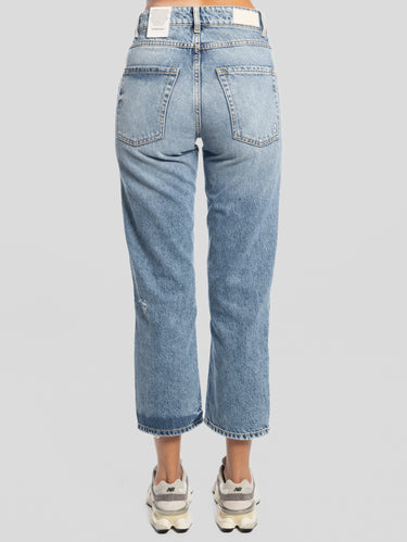 Jeans Jill met hoge taille en cropped pijp blauw