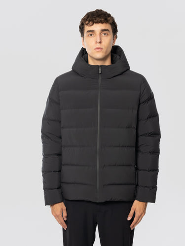 RRD-Piumino di Media Lunghezza con Cappuccio Nero-TRYME Shop