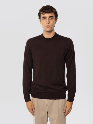 ALPHA STUDIO-Maglione Girocollo in Lana Extrafine Testa di Moro-TRYME Shop
