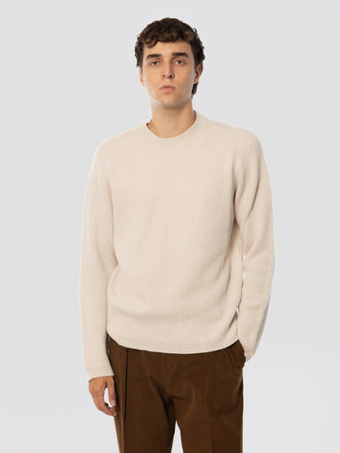 ALPHA STUDIO-Maglione in Lana Merinos a Coste Stucco-TRYME Shop