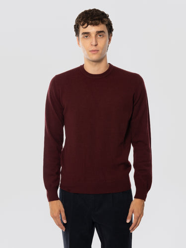 ALPHA STUDIO-Maglia Girocollo in Lana Geelong Ciliegia-TRYME Shop