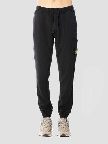 STONE ISLAND-Pantalone Jogger in Felpa di Cotone Nero-TRYME Shop