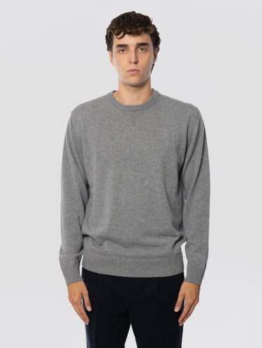 ALPHA STUDIO-Maglia Girocollo Taglio Felpa Grigio-TRYME Shop