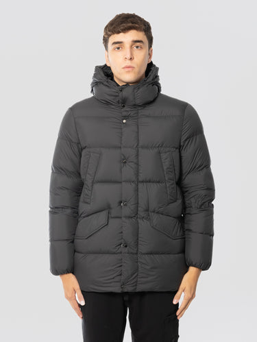 WOOLRICH-Parka Imbottito in Microfibra Cloud Nero-TRYME Shop