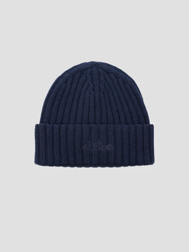 MC2 SAINT BARTH-Cappello Beanie in Lana a Coste Blu-TRYME Shop