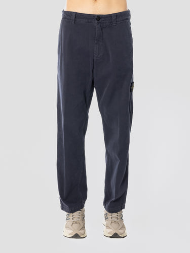 STONE ISLAND-Pantalone Chino Loose in Cotone Panama Blu-TRYME Shop