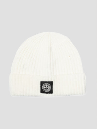 STONE ISLAND-Berretto in Lana Certificata Bianco-TRYME Shop