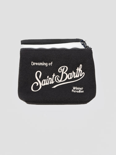 MC2 SAINT BARTH-Pochette in Lana Tinta Unita Nero-TRYME Shop