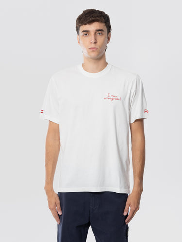 MC2 SAINT BARTH-T-shirt con Ricamo E Nun M'Angoscià! Bianco-TRYME Shop
