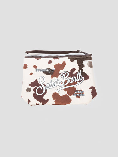 MC2 SAINT BARTH-Pochette Soffice al Tatto Stampa Mucca Marrone-TRYME Shop