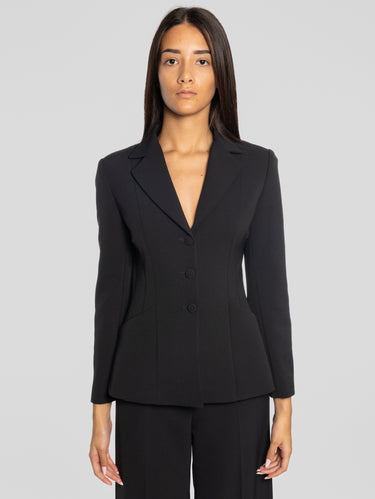 MAISON SECRÈTE-Giacca in Crepe Monopetto Nero-TRYME Shop