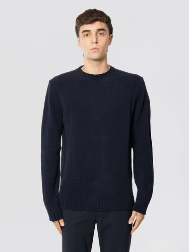 RRD-Maglione Girocollo in Filato Stretch Blu-TRYME Shop