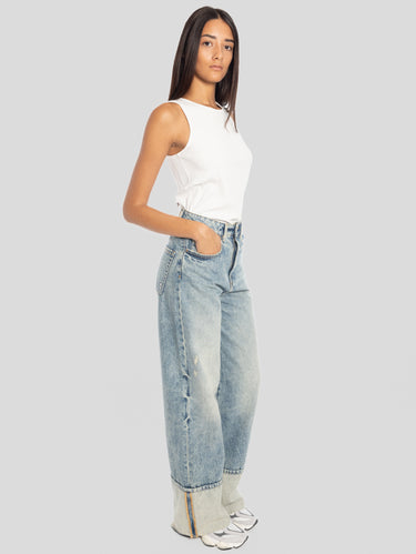 Jeans Kiki Wide Leg met Maxi Omslag Blauw