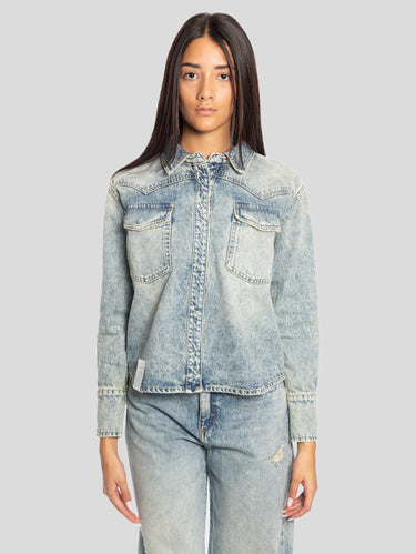 ICON DENIM-Camicia Western in Denim Norah Blu-TRYME Shop
