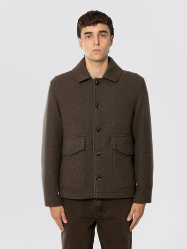CLOSED-Overshirt in Panno di Lana Verde-TRYME Shop