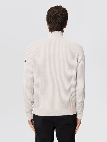 Maglia Collo Alto a Coste Inglese Bianco