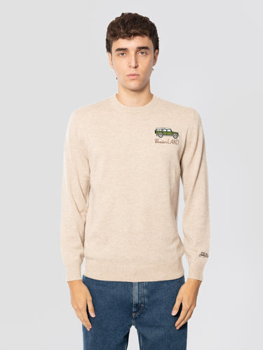 MC2 SAINT BARTH-Maglione Girocollo con Ricamo WonderLand Beige-TRYME Shop