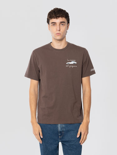 MC2 SAINT BARTH-T-shirt con Ricamo La Mossa del Giaguaro Marrone-TRYME Shop