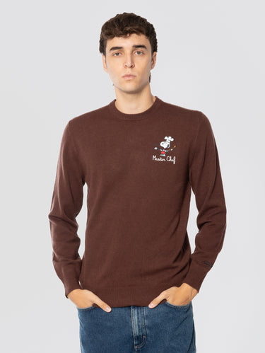 MC2 SAINT BARTH-Maglione Girocollo con Ricamo Snoopy Master Chef Marrone-TRYME Shop