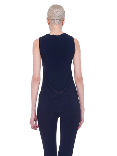 Top aus elastischem Jersey Schwarz