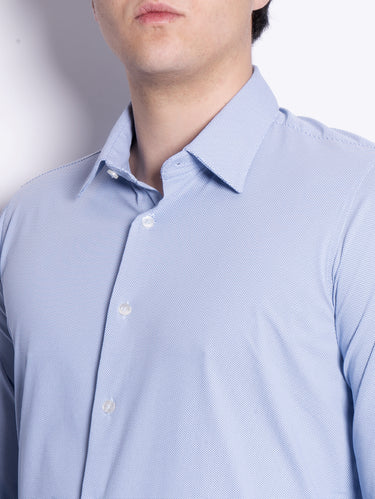 Chemise jacquard slim fit bleu nuit