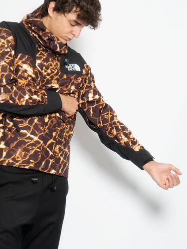 Giacca con Cappuccio Retro Mountain Stampa Marrone
