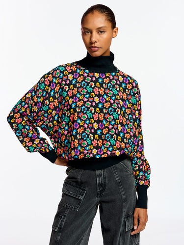 ESSENTIEL ANTWERP-Blusa con Stampa Floreale Nero-TRYME Shop