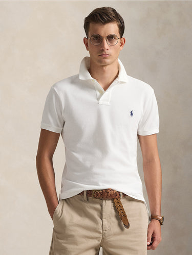 RALPH LAUREN-Polo in Piquet di Cotone Slim Fit Bianco-TRYME Shop