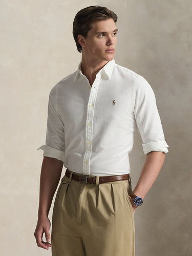 RALPH LAUREN-Camicia Oxford Slim Fit Bianco-TRYME Shop