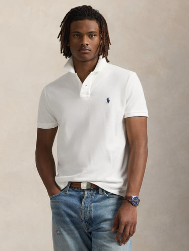RALPH LAUREN-Polo in Cotone Custom Slim Fit Bianco-TRYME Shop