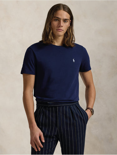 RALPH LAUREN-T-shirt Girocollo Custom Slim Fit Blu-TRYME Shop