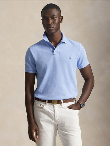 RALPH LAUREN-Polo Maniche Corte in Cotone Celeste-TRYME Shop