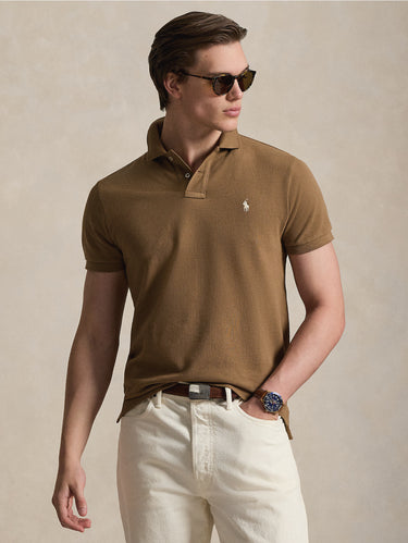 RALPH LAUREN-Polo Maniche Corte in Cotone Marrone-TRYME Shop