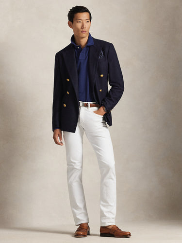 Blue Custom Slim Fit Long-Sleeve Polo