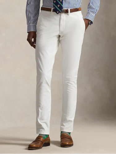 RALPH LAUREN-Pantaloni Chino Bedford Slim Fit Bianco-TRYME Shop