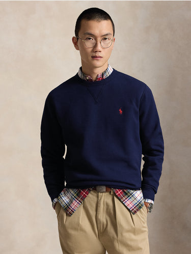 RALPH LAUREN-Felpa Girocollo in Misto Cotone Blu-TRYME Shop