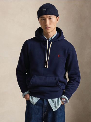 RALPH LAUREN-Felpa con Cappuccio in Misto Cotone Blu Navy-TRYME Shop