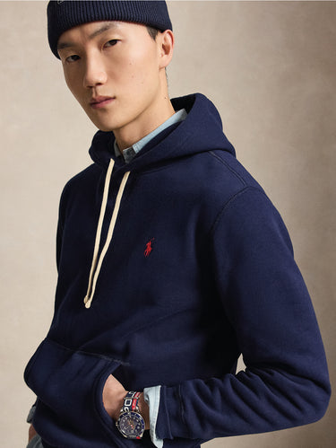 Navy Blue Cotton-Blend Hooded Sweatshirt